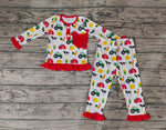 GLP0755 Farm Red Girl Pajamas Set