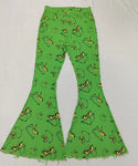 P0323 Christmas Green Jeans Adult Jeans Flared Pants