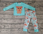 GLP0778 Gingerbread Sky Blue Girl Pajamas