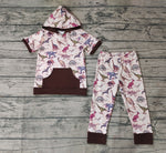 BSPO0152 Dinosaur Brown Hoodie Boy's Set