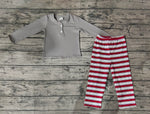 BLP0391 Christmas Grey Red Stripe Boy Pajamas Set