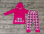 GLP0780 Western Stripe Pink Hoodie Girl's Set