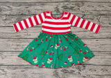 GLD0390 Christmas Red Stripe Girl's Dress