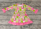 GLD0420 Christmas Green Animal Girl's Dress