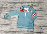 BT0313 Fall Orange Plaid Zipper Pullover Girl Shirt Top