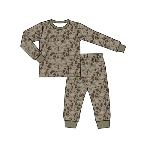 MOQ 5 pcs Custom Style Leopard Camo Boy Pajamas Set
