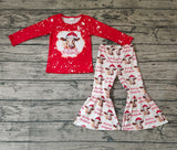 GLP0868 Merry Christmas Cow Red Girl's Set