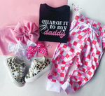 GSPO0859 Charge it to my daddy Pink Plaid Girl's Set