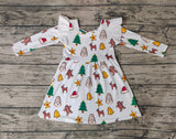 GLD0442 Christmas Gingerbread Girl's Dress