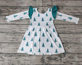 GLD0440 Christmas Trees Green Girl's Dress