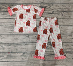 GSPO0962 Cow Flower Girl Pajamas Set