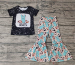 GSPO0942 Black Bunny Shirt Long Pants 2 Pcs Girl's Set