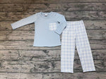 BLP0407 Plaid Blue Boy Set