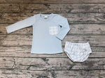 GBO0194 Plaid Blue Baby Bummie Set Boy