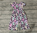 SR0481 Easter Bunny Leopard Girl's Jumpsuit