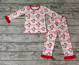 GLP0866 Merry Christmas Cow Red Girl Pajamas Set