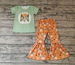 GSPO0990 Western Cactus Skull Bull girl Girl's Set