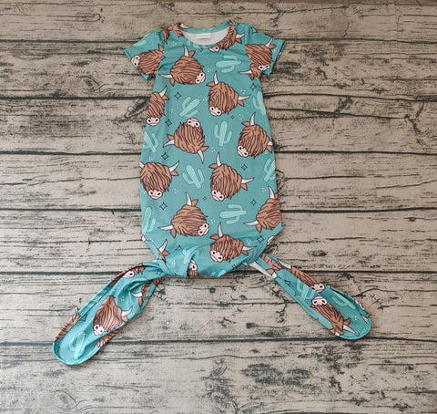 NB0025 Cow Cactus Green Baby Newborn Sleepers Gown