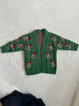 GT0371 Christmas Green Animal Knit Sweater Cardigan Girl's Coat