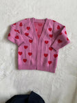 GT0372 Valentine's Day LOVE Pink Knit Sweater Cardigan Girl's Coat