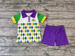 BSSO0311 Mardi gras Crocodile Green Purple Boy Shorts Set