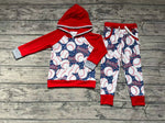 BLP0386 Baseball Red Hoodie Boy's Set