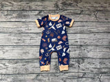 SR0187 Western Boots Skull Bull Baby Romper Boy