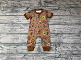 SR0569 Western Cactus Brown Baby Boy Romper