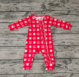 LR0832 Valentine's Day Love Red Plaid Baby Zip Sleeper