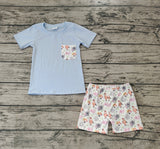 BSSO0352 Farm Cow Sky Blue Boy Shorts Set