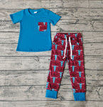 BSPO0188 Western Skull Bull Blue Boy Set