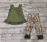 GSPO1089 Hunting Green Bow Sleeveless Girls Set