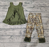 GSPO1089 Hunting Green Bow Sleeveless Girls Set