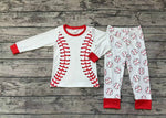 BLP0425 Softball White Red Boy Pajamas Set