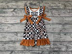 SR0185 Western Baby Leopard Plaid Baby Romper Boy