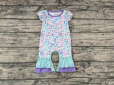 SR0804 Ocean Shell Starfish Purple Baby Girl Romper