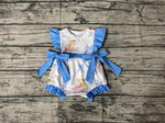 SR0638 Easter rabbit flower Blue Girl Romper