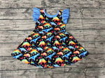 GSD0516 Dinosaur Blue Girl's Dress