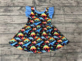 GSD0516 Dinosaur Blue Girl's Dress