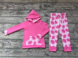 GLP0906 Pink Hoodie Long Pants 2 Pcs Girl's Set