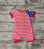 SR0673 July 4th USA Flag Star Shorts Baby Zip Sleeper