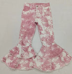 P0399 Tie Dry Pink Flared Pants Girls Jeans