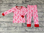 GLP1090 Valentine's Day Cartoon Love Bear Pink Girls Pajamas Set