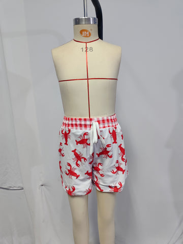 Preorder Summer Crawfish Red Boy's Shorts Swim Trunks