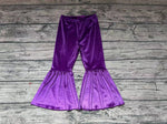 P0385 Purple Velvet Girl's Flare Pants