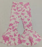 P0406 Cow Pink Flared Pants Girls Jeans