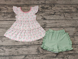 GSSO0440 Summer Flower Pink Green Girl Shorts Set