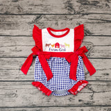 SR0696 Farm Boy Blue Baby Girl Romper