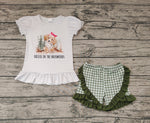 GSSO0417 Dog Raised In the Backwoods Green Girl Shorts Set