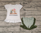 GSSO0417 Dog Raised In the Backwoods Green Girl Shorts Set